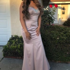Mauve Satin Mermaid Prom Dress